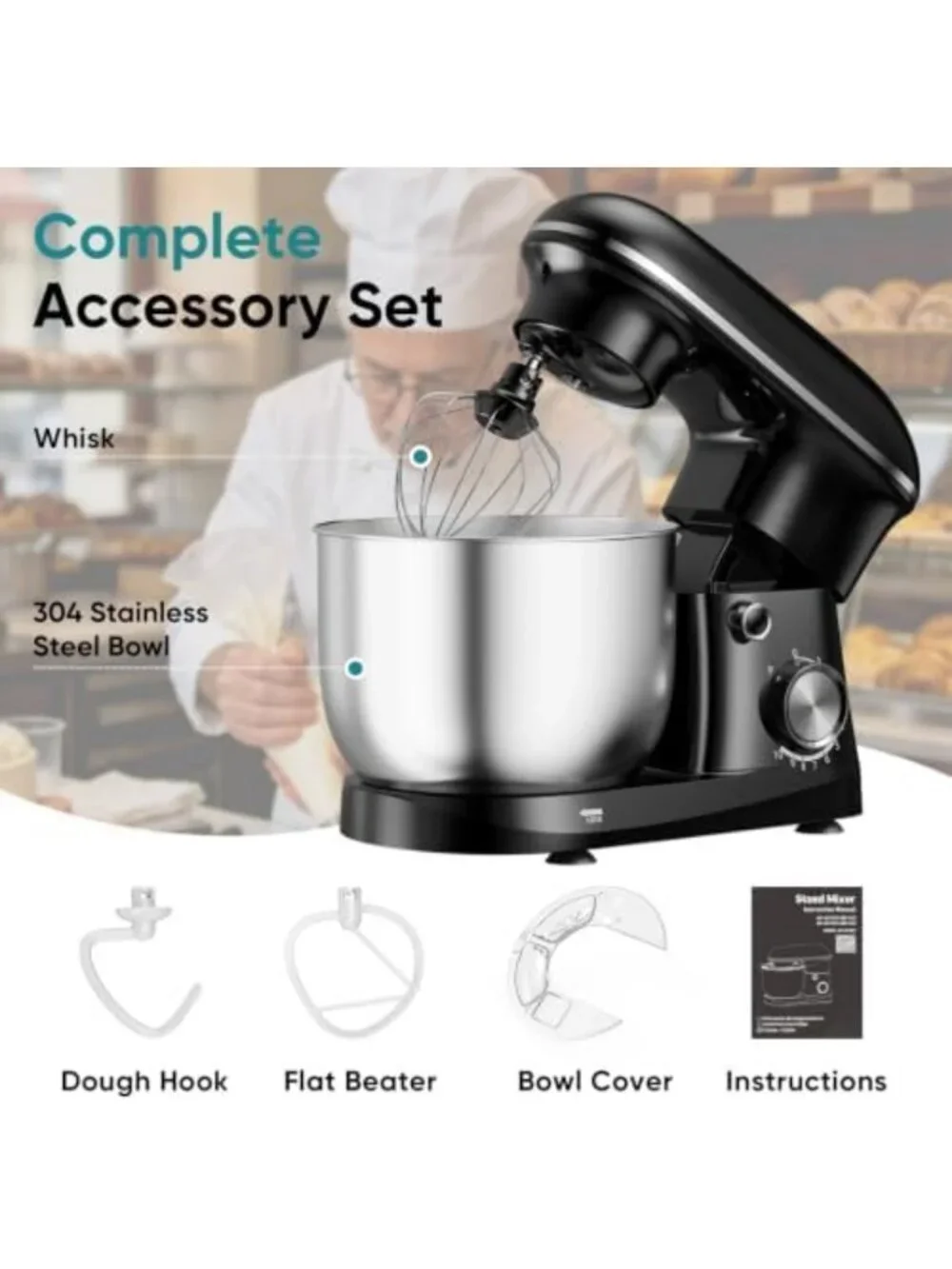 6.3 Qt Tilt-Head Stand Mixer, 10-Speed Electric Mixer for Baking & Cooking